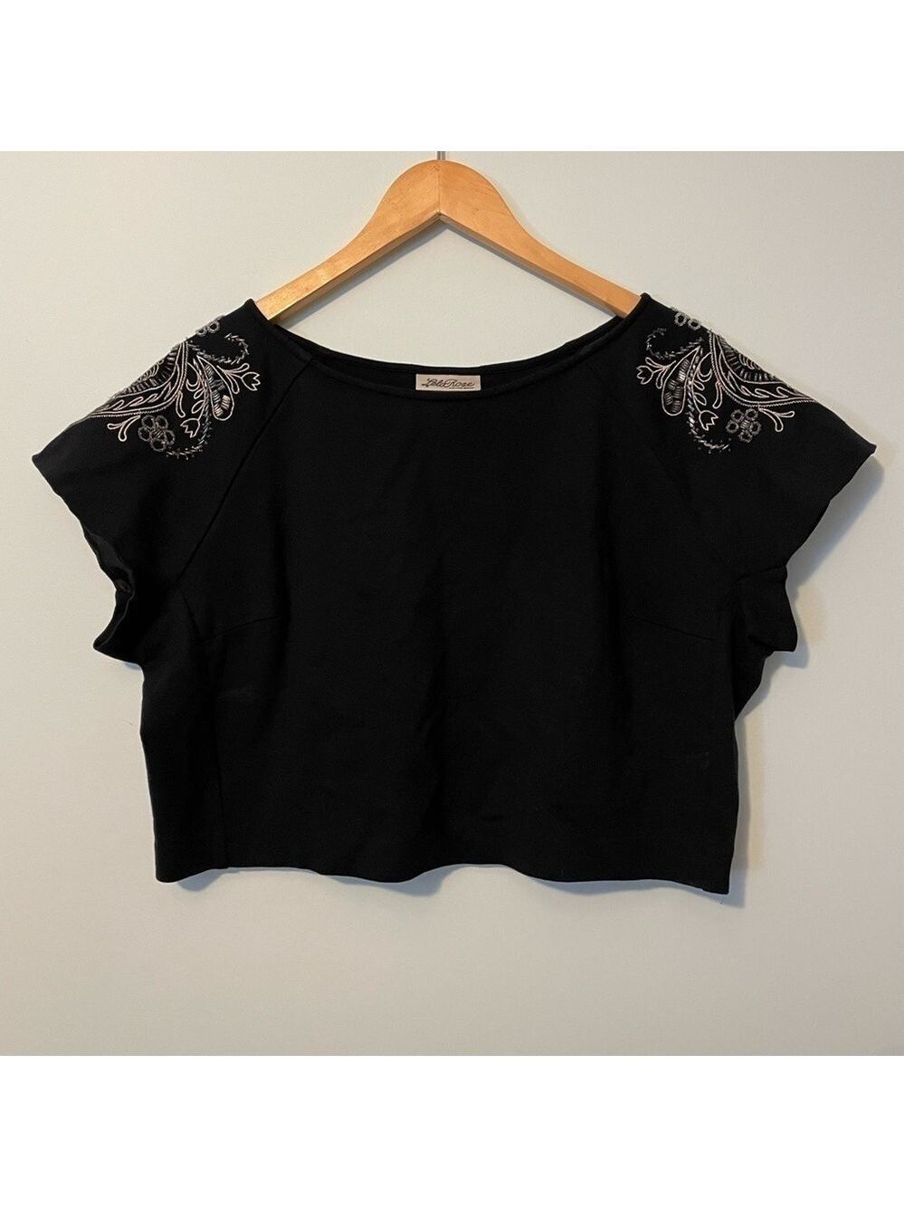 Lela Rose Lane Bryant Crop Top Beaded Black Size 14